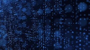 Abstract scene of futuristic cyber world, sci-fi grid, technology glowing surface, neon night scene, digital science background 4K video