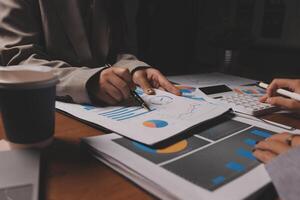 Two people are working on a business plan photo