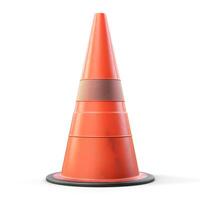 A stack of four vibrant orange traffic cones against a clean white background, emphasizing safety and organization. photo