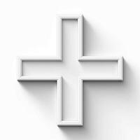 A minimalist 3D representation of a white plus sign, creating a clean and modern aesthetic. photo