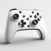 A sleek, modern white gaming controller with black and colorful buttons, perfect for enhancing gaming experience. photo