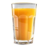 A refreshing glass of orange juice, vibrant in color and served in a clear glass, perfect for a summer morning refreshment. photo