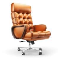 Stylish brown leather office chair with a sleek design, perfect for a modern workspace. photo