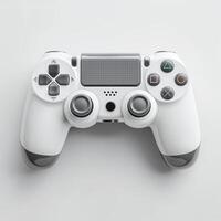 A sleek, white game controller with a modern design, featuring iconic buttons and a minimalist aesthetic. photo