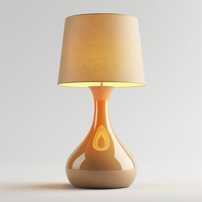 A stylish orange lamp with a beige shade, adding warmth and modern flair to any interior space.