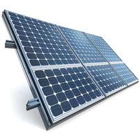 A close-up view of a solar panel array showcasing its sleek design and photovoltaic cells, symbolizing renewable energy. photo