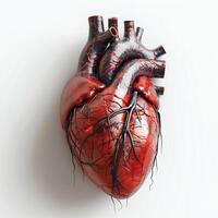 A highly detailed, artistic representation of a human heart, showcasing intricate veins and textures. photo