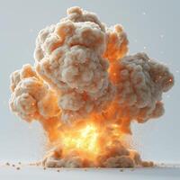 A dramatic explosion with vivid orange and white smoke billowing outward, creating an intense and energetic atmosphere. photo