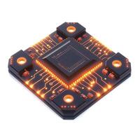 A futuristic computer chip featuring glowing circuits and a sleek design, emphasizing technology and innovation. photo