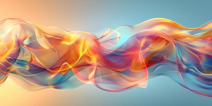 Vibrant abstract waves of color, flowing harmoniously in warm tones against a cool backdrop. photo