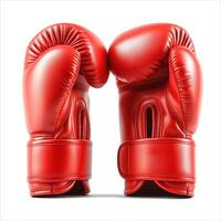 A pair of vibrant red boxing gloves positioned in a front-facing view, symbolizing strength and competition. photo