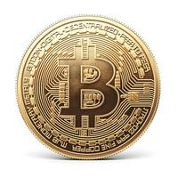A gold Bitcoin symbolizing digital currency and decentralized finance. photo
