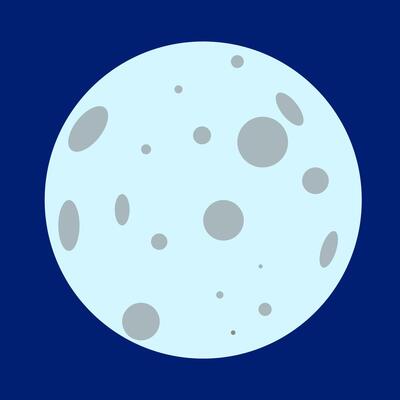 the moon is shown in a flat style on a blue background