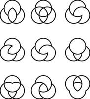 a set of six circles with different shapes vector
