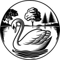 A sketch of a swan. Hand drawn illustration convert to black outline vector