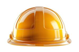 Close-up of a bright yellow construction hard hat highlighting safety in the workplace. photo