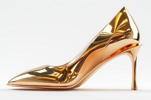 Sleek and elegant golden high heel, embodying luxury and sophistication. photo