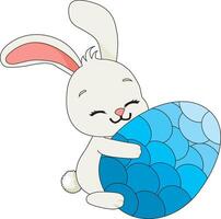 Cute Bunny Hugging Easter Egg vector