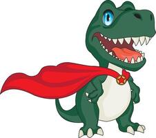 Superhero T Rex Dinosaur Tyrannosaurus With Red Cape vector