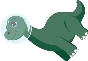 Floating Green Astronaut Dinosaur Apatosaurus Dino vector