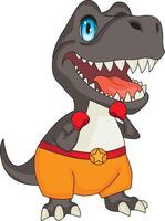Funny Boxer Dinosaur Using Red Boxing Gloves vector