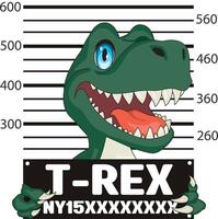 Dinosaur T-Rex Prisoner Number Fifteen With Police Data Board vector