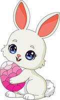 Cute Rabbit Hugging Easter Egg vector