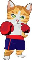 Cute Boxing Cat With Red Gloves vector