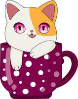 Kawaii Cat Playing In A Coffee Mug vector