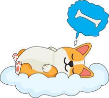 Dog Sleeping On Cloud Dreaming vector