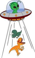 Alien UFO Abducting Dinosaurs Aliens Spaceship vector