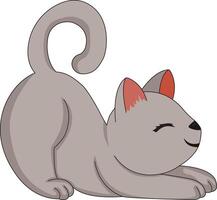 Lazy Cat Stretching Her Body With Smile vector