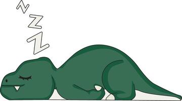 Lazy Green Dinosaur Sleeping Loudly vector