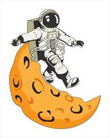 Astronaut Man Walking In The Moon vector