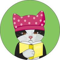 Cat Reading A Book Kitty Studying Sticker vector