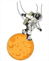 Astronaut Walking In Planet vector