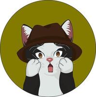 Surprised Cat Expression Sticker Logotype vector