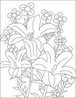 Flower Page For Coloring Line Art vector