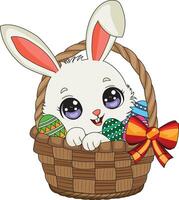 Cute Bunny Inside Easter Egg Basket vector