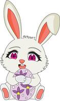 Cute Rabbit Hug Easter Egg vector