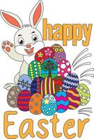 Happy Easter Bunny With Eggs vector
