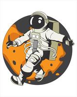 Astronaut Walking In Space Mascot vector