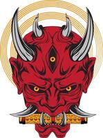 Japanese Red Devil Hannya Mask vector