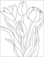 Tulip Flower Coloring Page Outline vector