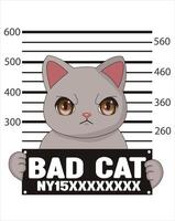 Bad Cat Prisoner Number Fifteen With Police Data Board vector