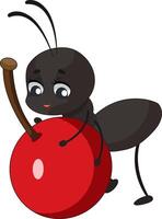 Hardworking Ant With Red Cherry Mascot vector