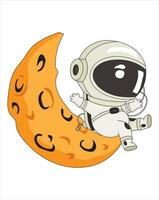 Cute Astronaut Playing In The Moon vector
