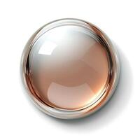 A sleek, glossy orb with a metallic bronze edge, reflecting light beautifully against a white background. photo