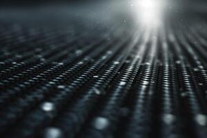 Abstract close-up of textured black surface with light reflections, creating a mysterious and atmospheric mood. photo