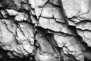 Abstract close-up of jagged, gray rock formations showcasing natural texture and contrast. photo